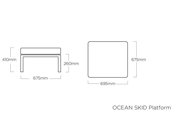 KETTLER OCEAN SKID PLATFORM Sessel mit Hocker 1,40m, anthrazit matt/ brisa