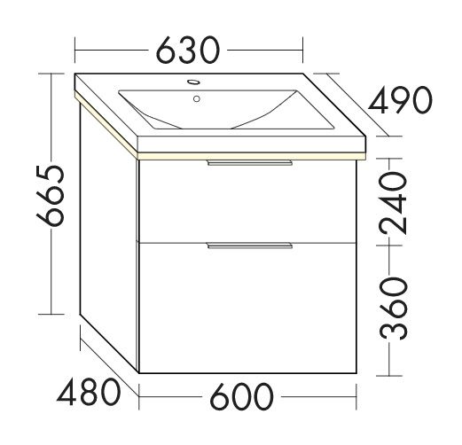 Burgbad Eqio Keramik-Waschtisch 63cm mit Unterschrank & LED-Beleuchtung