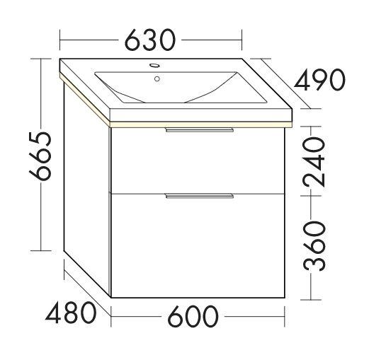 Burgbad Eqio Keramik-Waschtisch 63cm mit Unterschrank und LED-Beleuchtung