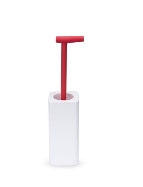 lineabeta BASTON WC-Bürstengarnitur, bodenstehend, rot/weiß