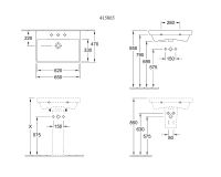 Vorschau: Villeroy&Boch Avento Waschbecken, 65x47cm, 1 Hahnloch, weiss, Technische Beschreibung