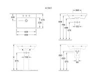 Vorschau: Villeroy&Boch Avento Waschbecken, 65x47cm, 1 Hahnloch, weiss, Technische Beschreibung