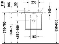 Vorschau: Duravit DuraSquare Handwaschbecken rechteckig 45x35cm, ohne Hahnloch, geschliffen, weiß