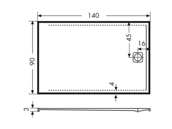 Polypex PLANO S 90x140 Duschwanne 90x140x3cm