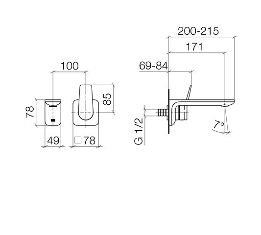 Dornbracht Lissé Waschtisch-Wand-Einhandbatterie ohne Ablaufgarnitur, Ausladung 170mm