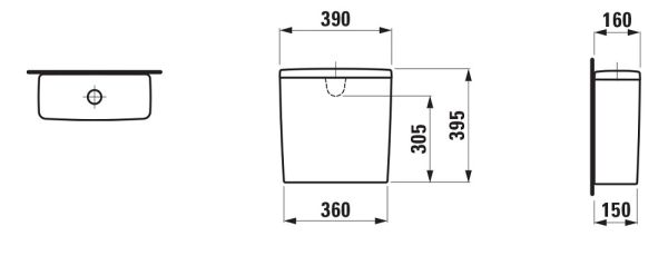 Laufen Lua Spülkasten, Wasseranschluss hinten Mitte, weiß H8270810009711