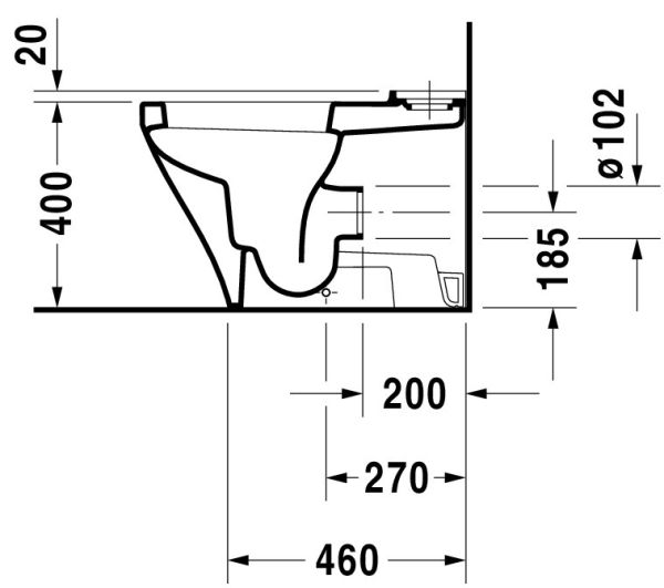 Duravit DuraStyle Stand-WC für Kombination, Tiefspüler 37x63cm, weiß