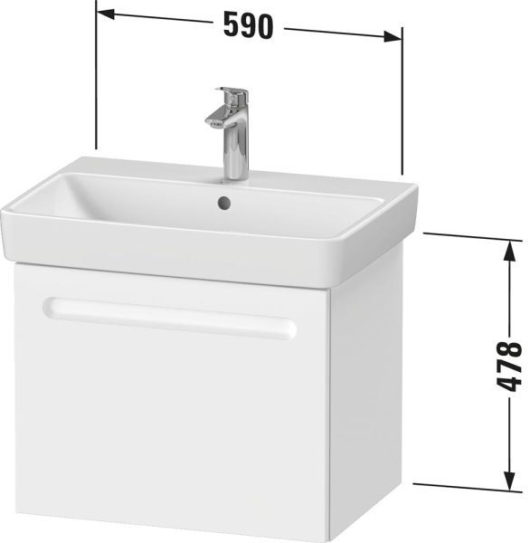 Duravit No.1 Waschtischunterschrank 59cm zu Waschtisch 237565, 1 Auszug mit Innenschublade