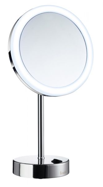Smedbo Outline Kosmetikspiegel rund mit LED- Beleuchtung Dual Light Standmodell