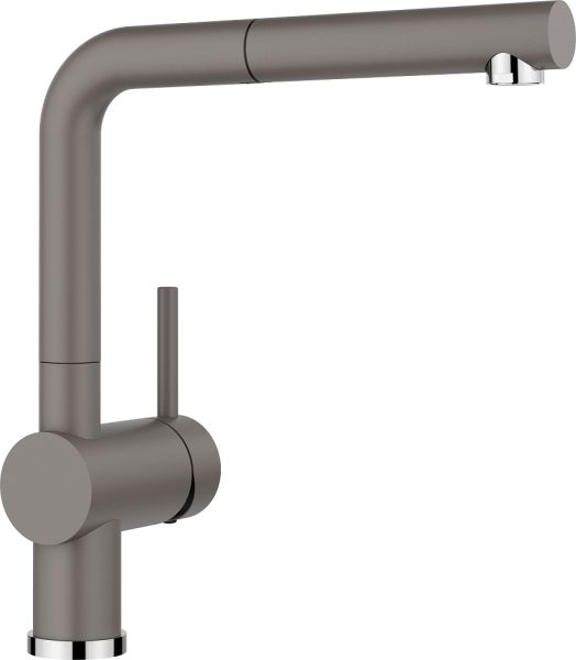 Blanco Subline 500-U Silgranit-Spüle mit Linus-S Küchenarmatur & Abfallsystem, vulkangrau 527353+526958+526203