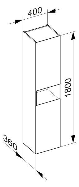 Keuco Stageline Hochschrank mit 2 Türen, Türanschlag links, ohne Elektrik, 40x180x36cm 32831180001