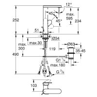 Vorschau: Grohe Plus Einhand-Waschtischbatterie, L-Size, herausziehbarer Auslauf, cool sunrise gebürstet