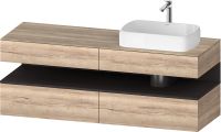 Vorschau: Duravit Qatego Unterschrank für Aufsatzbecken 160x55cm in eiche marmoriert, mit offenem Fach in graphit supermatt Antifingerprint, Ausschnitt rechts QA4778