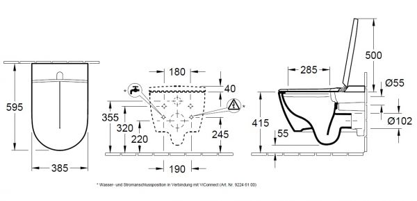 Villeroy&Boch Combipack ViClean-I100 Dusch-WC spülrandlos DirectFlush, weiß CeramicPlus