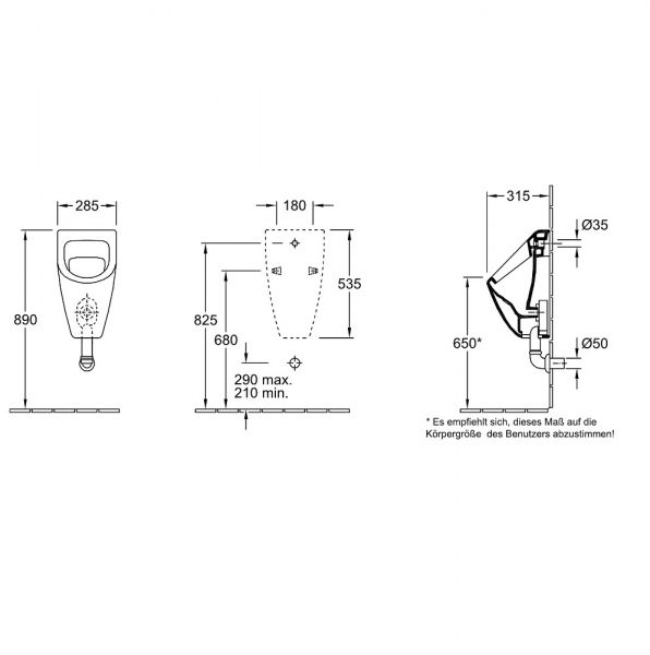 Villeroy&Boch Avento Absaug-Urinal ohne Deckel, weiß