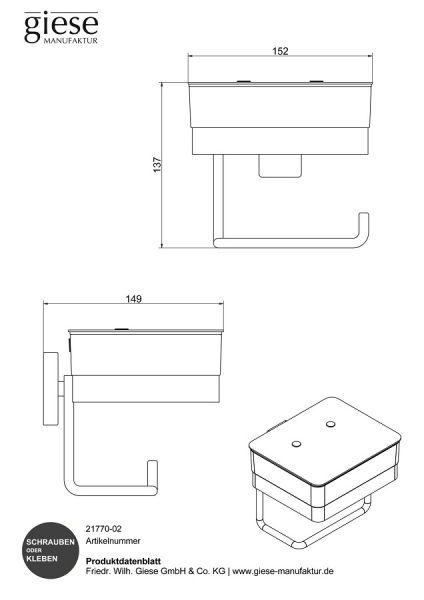 Giese Gifix 21 WC Duo für Feuchtpapier mit Papierhalter, chrom