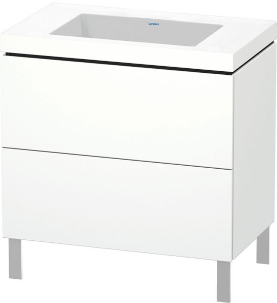 Duravit L-Cube c-bonded Set bodenstehend 80x48cm m. Vero Air Waschtisch, 2 Schubladen, ohne Hahnloch weiß matt LC6937N1818