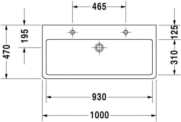 Duravit Vero Waschtisch 100x47cm, 2 Hahnlöcher, mit Überlauf, geschliffen, weiß 0454100026