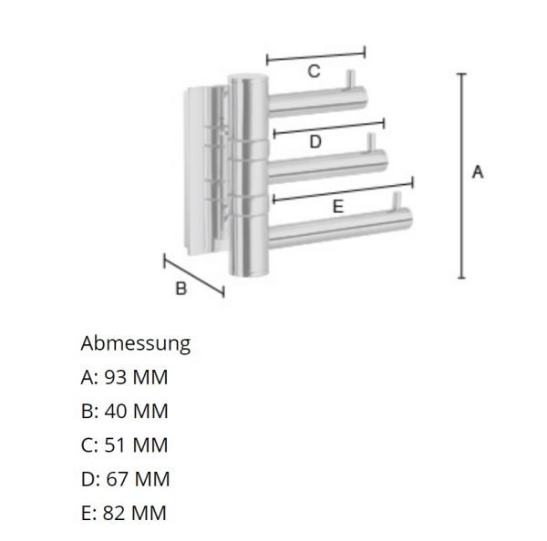 Smedbo Pool Haken 3-fach schwenkbar, chrom