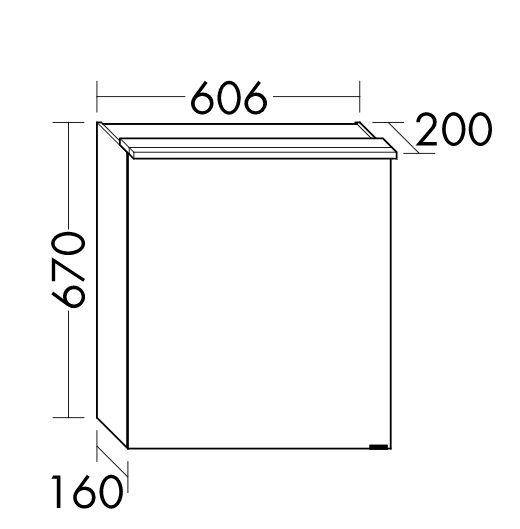 Burgbad Fiumo Spiegelschrank mit horizontaler LED-Beleuchtung, 1 Spiegeltür 60,6x67cm