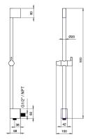 Vorschau: Brausestangenset 90cm mit integrierten Wandanschlussbogen, chrom