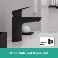 Vorschau: Hansgrohe Logis Waschtischarmatur 100 mit Zugstangen-Ablaufgarnitur, schwarz matt