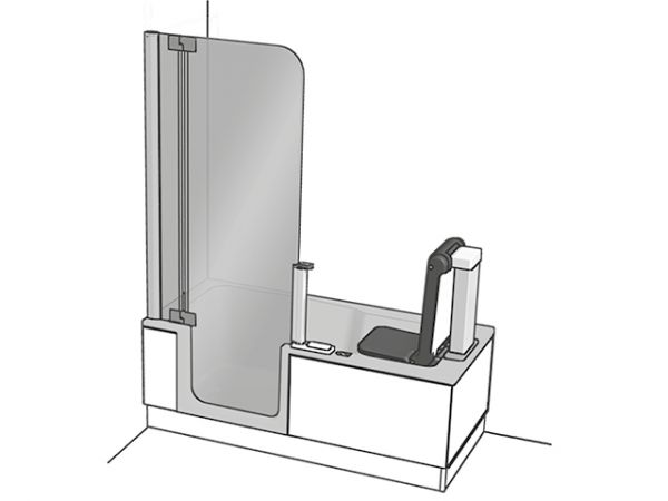 Artweger Artlift mit Hebesitz, Duschbadewanne mit Duschtür 180x80cm, weiß