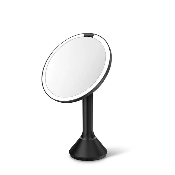 simplehuman LED-Sensorspiegel, Helligkeitsregelung Ø20cm, wiederaufladbar, edelstahl schwarz matt