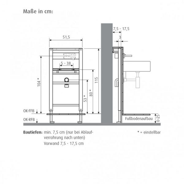 WimTec FIX WT W7 Waschtisch-Montageelement für Montage von WimTec Rohbauset W7