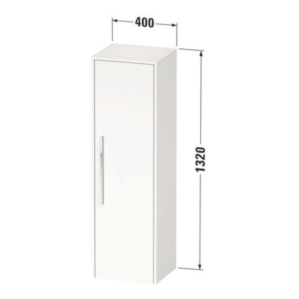 Duravit D-Code 2.0 Halbhochschrank 40x132cm mit Tür, Griff schwarz, graphitt matt