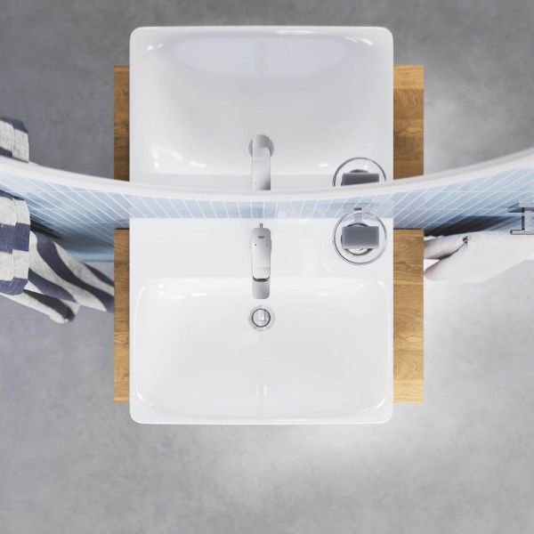 Grohe Euro Keramik Waschtisch 60cm, Hahnloch & Überlauf, weiß