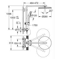 Vorschau: Grohe Vitalio Joy+ CoolTouch System 280 Duschsystem mit Thermostatbatterie, Aufputz, schwarz matt