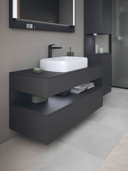 Duravit Qatego Unterschrank für Aufsatzbecken 120x55cm in graphit supermatt, mit offenem Fach in graphit supermatt QA4732
