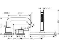 Vorschau: hansgrohe Tecturis S 3-Loch Einhebel-Wannenrandmischer mit sBox, schwarz matt
