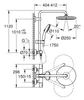 Vorschau: Grohe QuickFix Vitalio Start 250 Duschsystem, anpassbar an Bohrlöcher, rund, schwarz matt