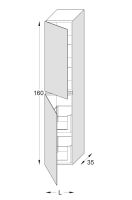 Artelinea COLONNE Hochschrank 160x30x35cm, 2 Türen u. Innenschubl., Anschl. links, bianco assoluto