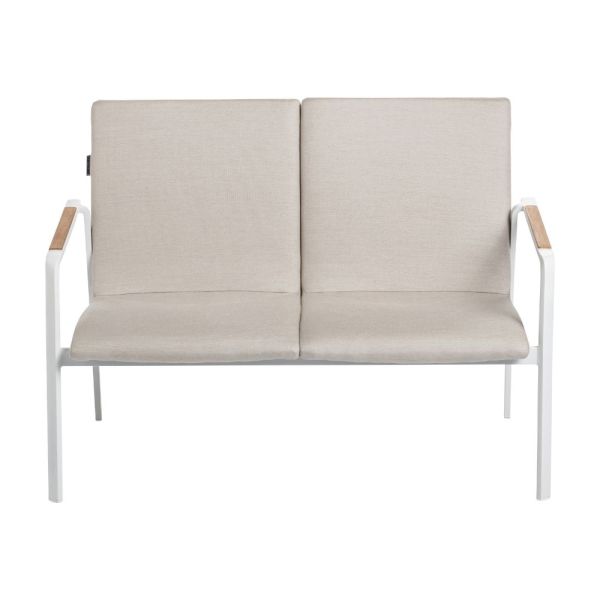 KETTLER DINING DIAMOND Lounge 2er Bank Sunbrella®, weiß matt/ natte linen