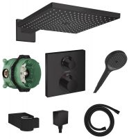 Hansgrohe Ecostat Square/ Raindance Duschsystem Unterputz, schwarz matt