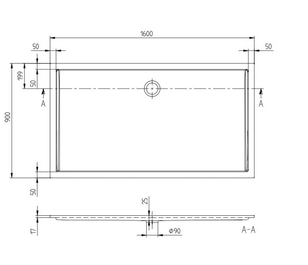 Villeroy&Boch Futurion Flat Quaryl®-Duschwanne, Eckmontage, flächenbündiger Einbau, 160x90cm UDQ1690FFL2V-01