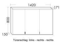 Burgbad rl20 Spiegelschrank 142x80cm mit Klarglas Lichtrahmen, Wandeinbau, Türanschlag links SPVN140LF6947