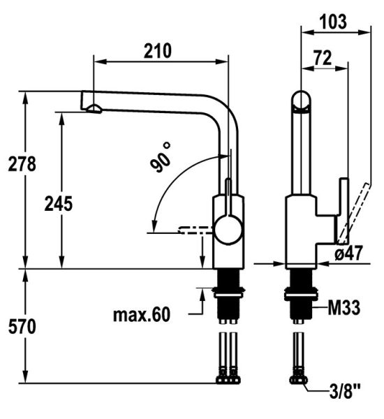KWC FIT Küchenarmatur mit schwenkbarem Auslauf, chrom