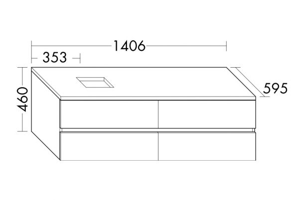 Burgbad Cube Waschtischunterschrank passend zu Grohe Cube Aufsatzschalen, mit 2 Auszügen, 140,6cm WWXZ140LF3781