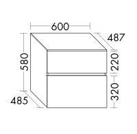 Vorschau: Burgbad Lin20 Unterschrank mit 2 Auszüge, 60x48,7cm USIS060F5351