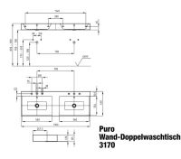 Vorschau: Kaldewei Puro MOD.3170 Wand-Doppelwaschtisch 130x46cm, weiß mit Perl-Effekt, mit Ablaufgarnituren