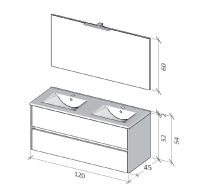 Vorschau: RIHO Porto Wave Doppelwaschtisch mit Unterschrank 120cm & LED-Spiegel