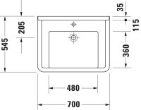 Vorschau: Duravit Starck 3 Waschtisch 70x54,5cm, mit Überlauf, ohne Wondergliss, weiß 0309700000