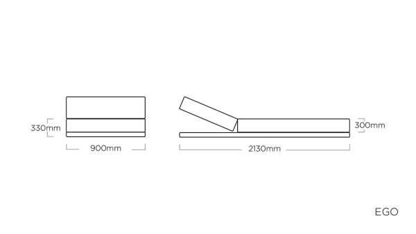 KETTLER EGO Sonnenliege Sunbrella® 200x90cm, silber/ flanelle