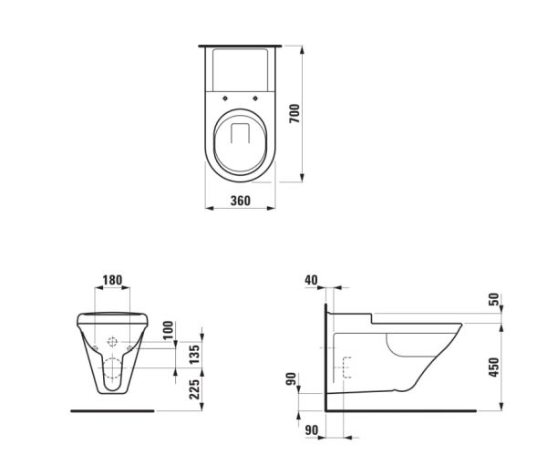 Laufen Liberty Wand-WC 36x70cm Tiefspüler, barrierefrei, weiß
