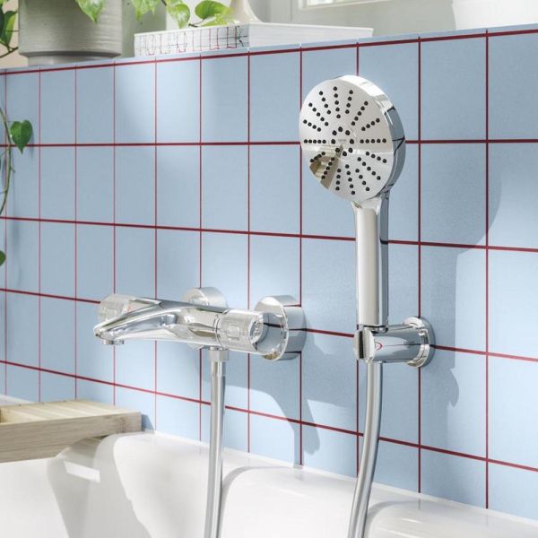 Grohe Precision Feel Thermostat-Wannenbatterie mit ProGrip Rändelstruktur, chrom