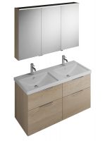 Vorschau: Burgbad Eqio Badmöbel-Set 123cm, Spiegelschrank, Doppelwaschtisch, Unterschrank 4 Schubladen